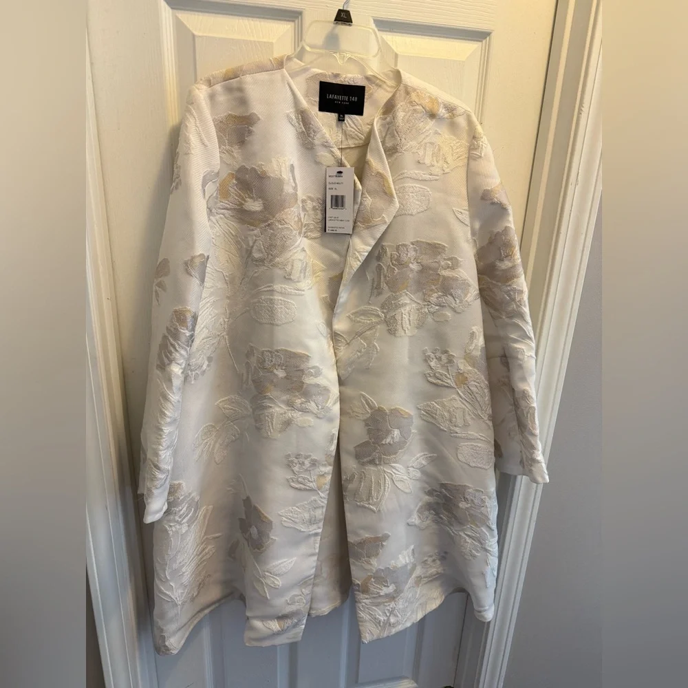 Lafayette 148 Jacquard Topper Coat, XL, Cloud Multi, NWT - Picture 9 of 9